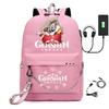 Harajuku Jugendliche Schultaschen Unisex Genshin Impact Reisetaschen USB-aufladbar Oxford Wasserdicht Notizbuch Schulterrucksäcke