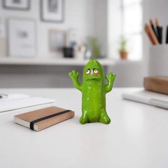 Funny Pickle Sculpture, Quirky Cucumber Statue, Cute Resin Pickle Emotional Support Ornament for Home, Living Room, Bedroom, Office Desk Decor