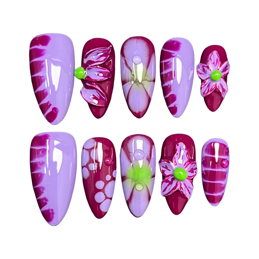 10PCS Glossy Mauve Press on Nails Natural Unbreakable Nail Simple Wear for Shopping Traveling Dating