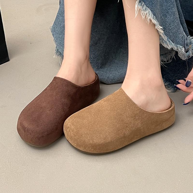 Women Slippers Flats Mules Shoes Suede Cozy Casual Sandals Woman New Walking 2025 Autumn Walking Zapatillas De Mujer