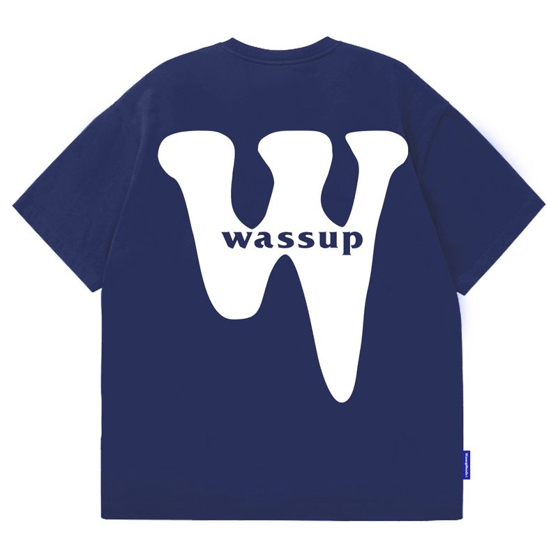 Wassup Heods Short-Sleeved T-Shirt with Round Neck, Summer Trendy Printed Pure Cotton Heavyweight American Casual Loose Fit for Men and Women