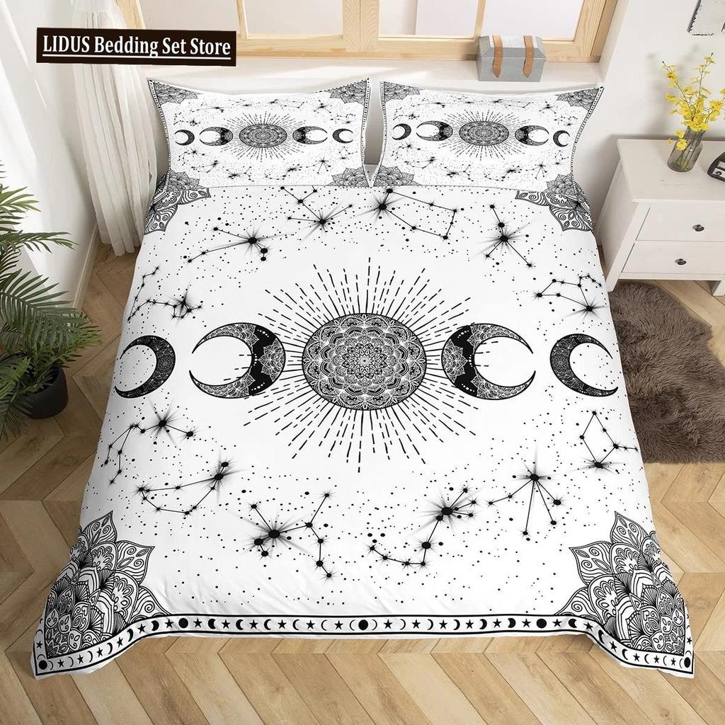 Zestaw poszwy na kołdrę Złote Słońce i Księżyc Boho Tajemniczy Kolor Dekoracja Domu Zestaw Pościeli Dorośli Prezenty Z Zamkiem Błyskawicznym Dekoracyjny Pokrowiec na Kołdrę