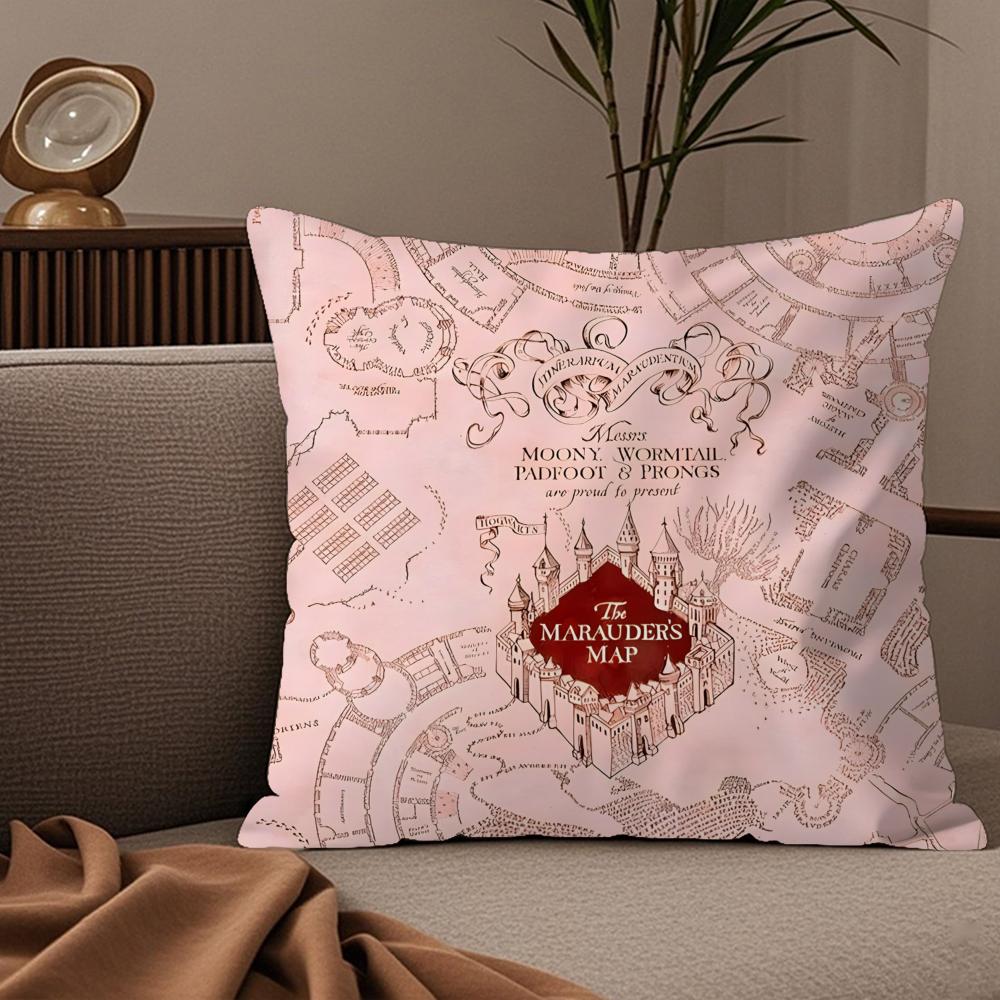 Housse de coussin Magique Carte des Maraudeurs Harry Potter Confort Élégant Soie Canapé Lit Fermeture Éclair Invisible