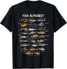 NOUVEAU! Lettres de poissons Éducation Espèces d'eau douce Pêche T-shirt / Fabriqué aux États-Unis