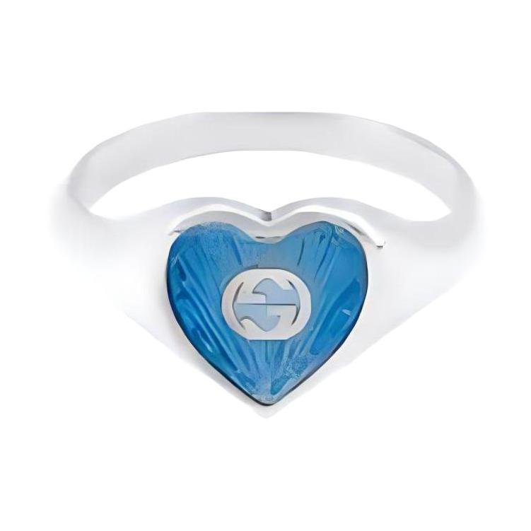 Gucci Anello con Cuore Smaltato G Intrecciate 645544-J8410-8183