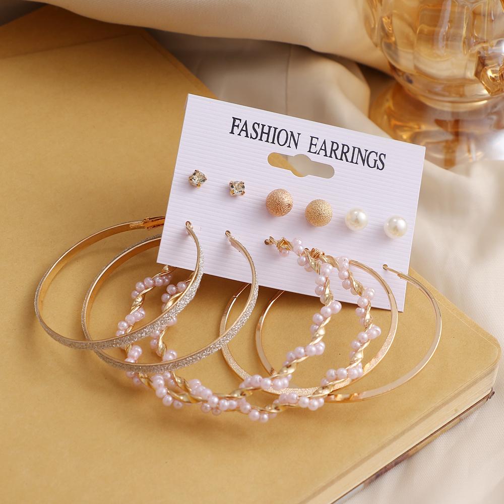 Retro Temperament Karte Ohrring Set Geometrische Ohrringe Sanfte Mode Einfache Ohrringe