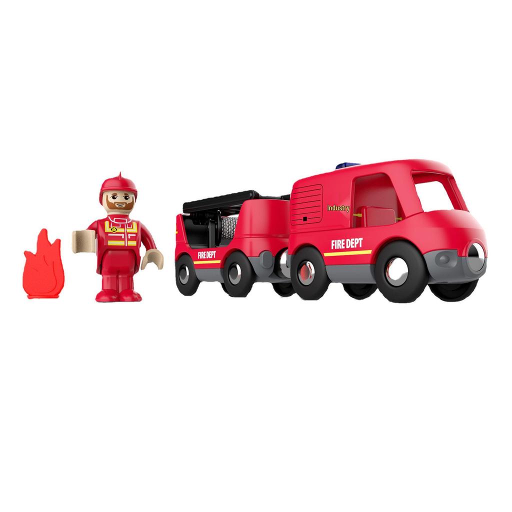 Mykafu Sound & Light Firefighting Toy with Wooden Track Scene for Kids