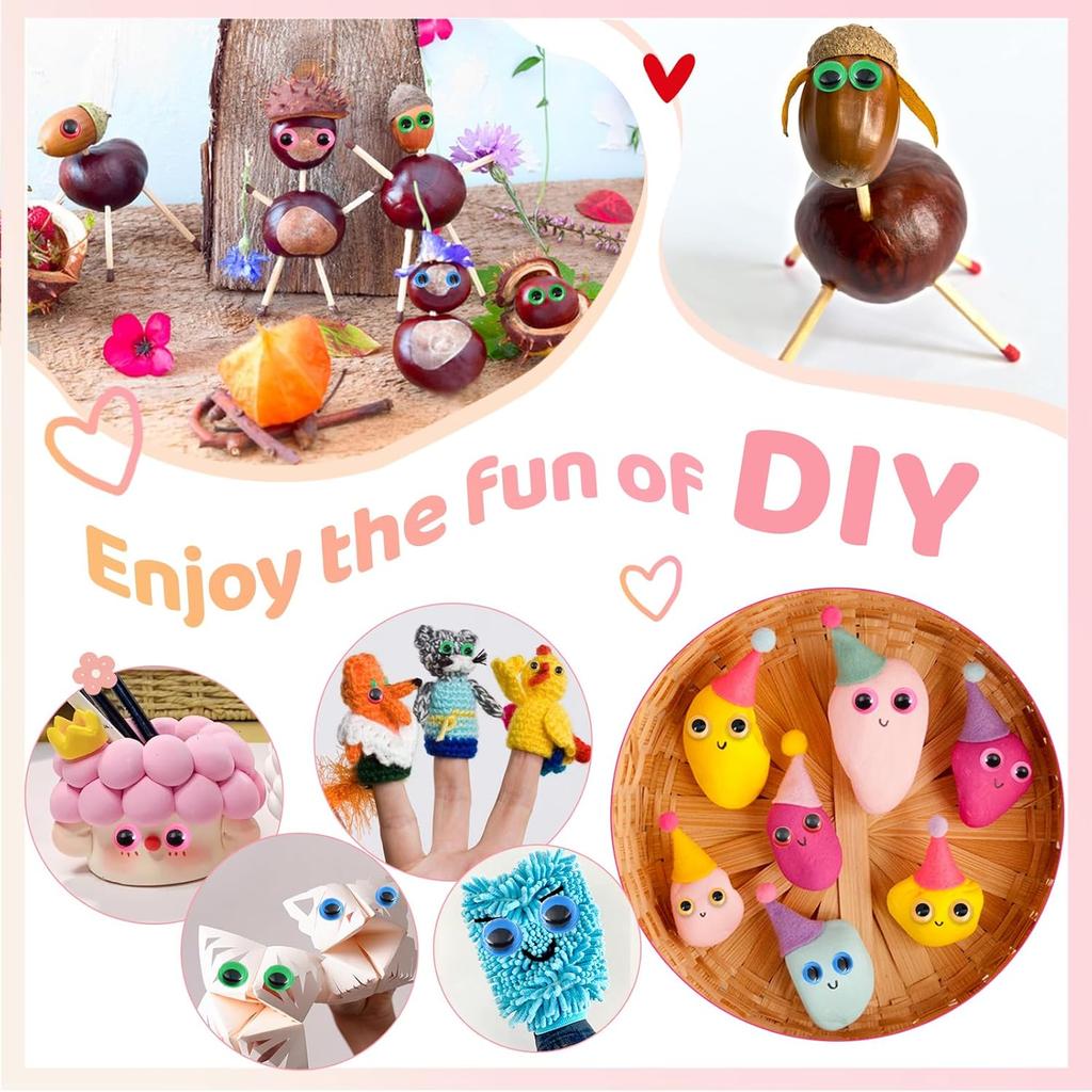 300pcs Wiggle Googly Eyes Self Adhesive for Craft Sticker Eyes 8mm To15mm Assorted Colors Round Plastic Crafts Eyes for DIY Arts
