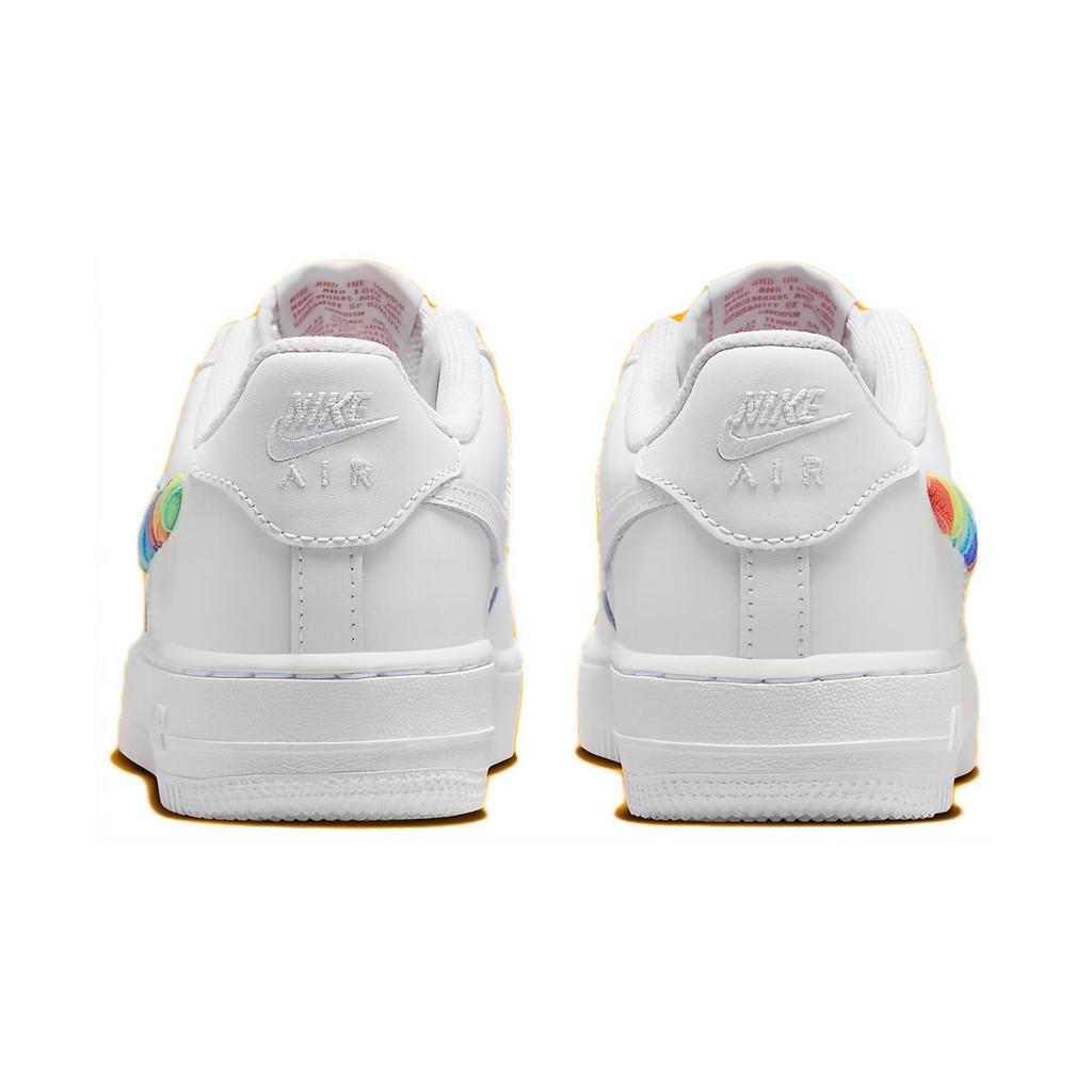 Nike Air Force 1 Low GS Rainbow Lace Swoosh Kids Sneakers White Multi-Color Terra-Blush FQ4948-100
