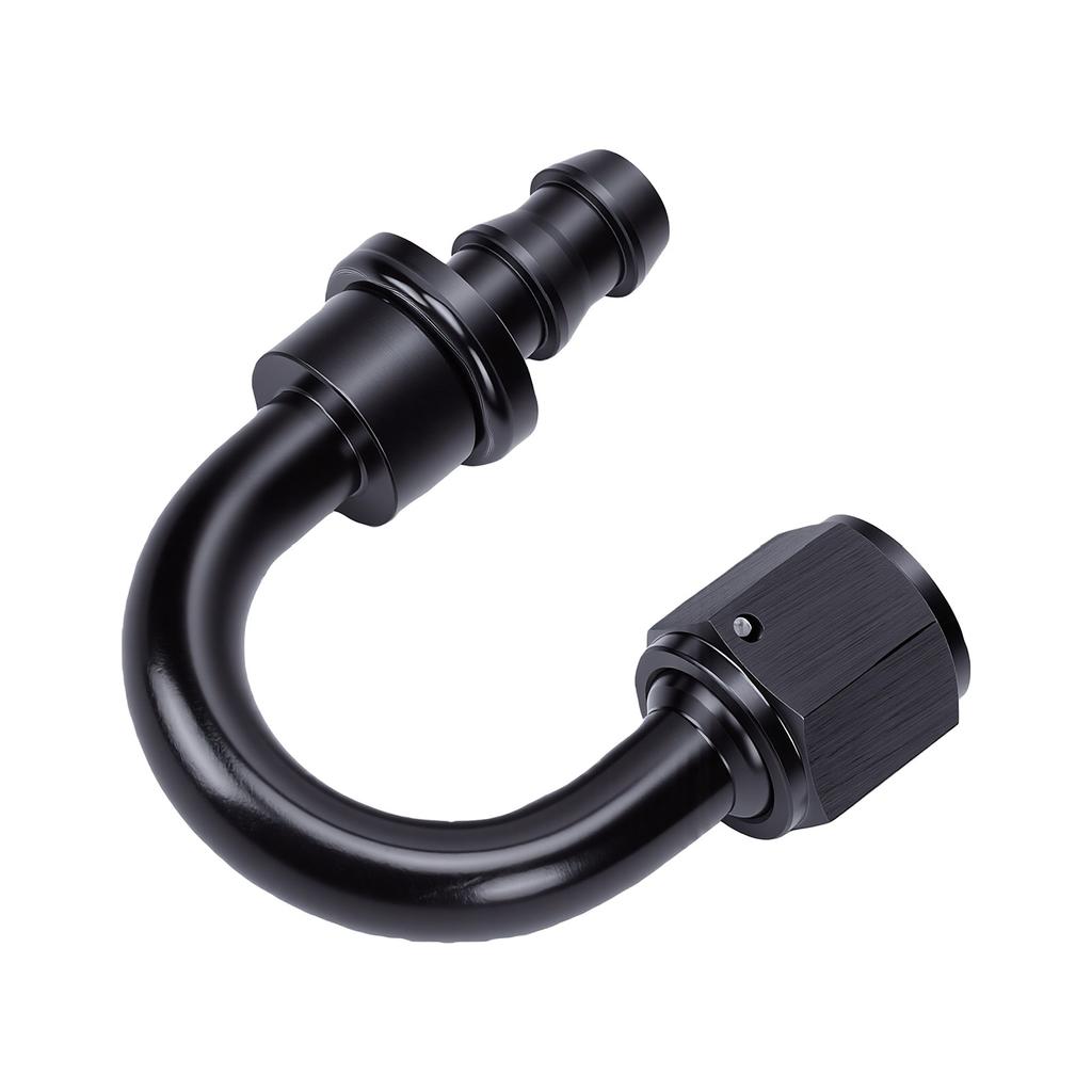 AN6 180 Degree Push Lock Hose Fitting Aluminum Alloy Hose End Fitting for Fuel Oil Cooler Lines