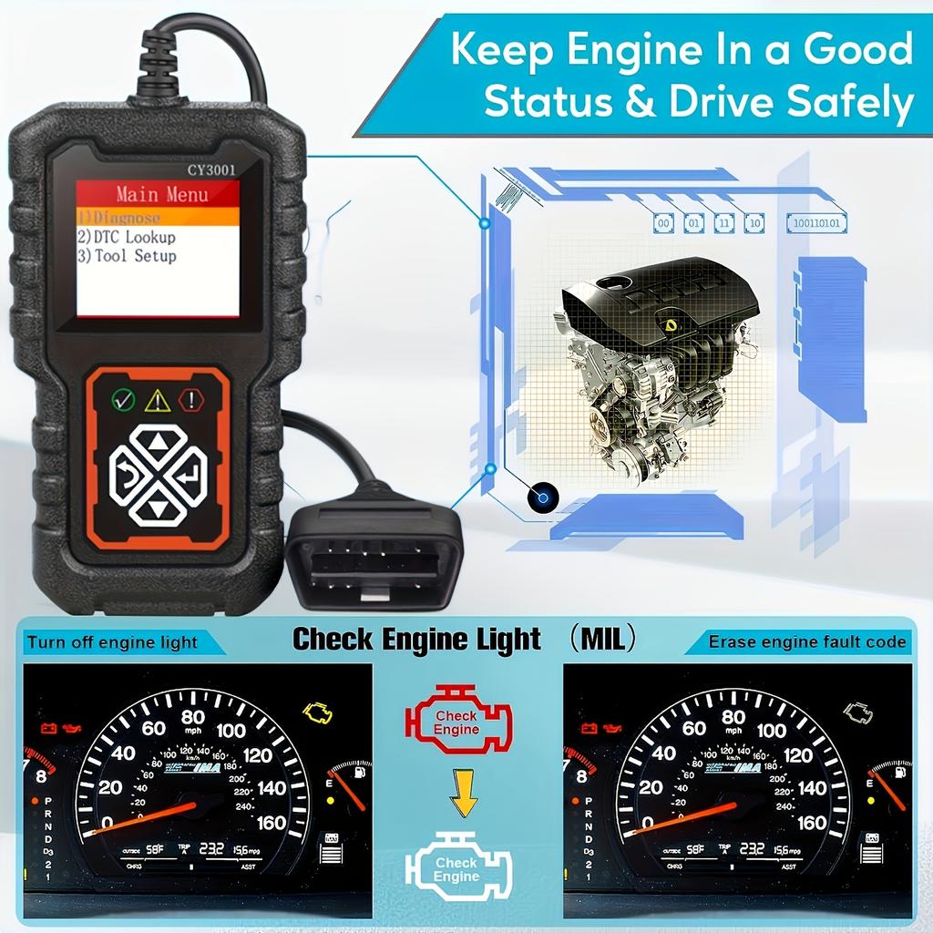2025 OBDII Scanner Car Diagnostic Tool 3001 OBD2 Scanner, Engine Fault Code Reader Mode CAN Diagnostic Scan Tool for Obd2 Scanne
