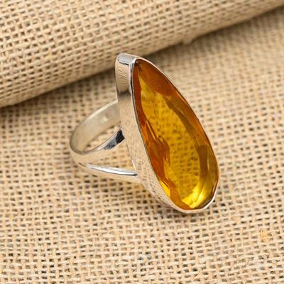 Honigtopas Edelstein handgemachter Schmuck 925 Sterling Silber Ring für Weihnachten