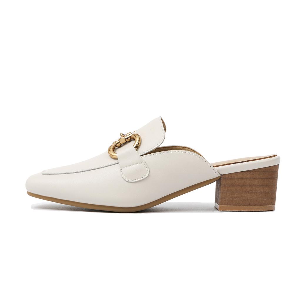 Leather Bag Head Half Slippers Women's Outer Wear 2025 New Horse Buckle Sandals Heelless Lazy Shoes Flat Muller Shoes