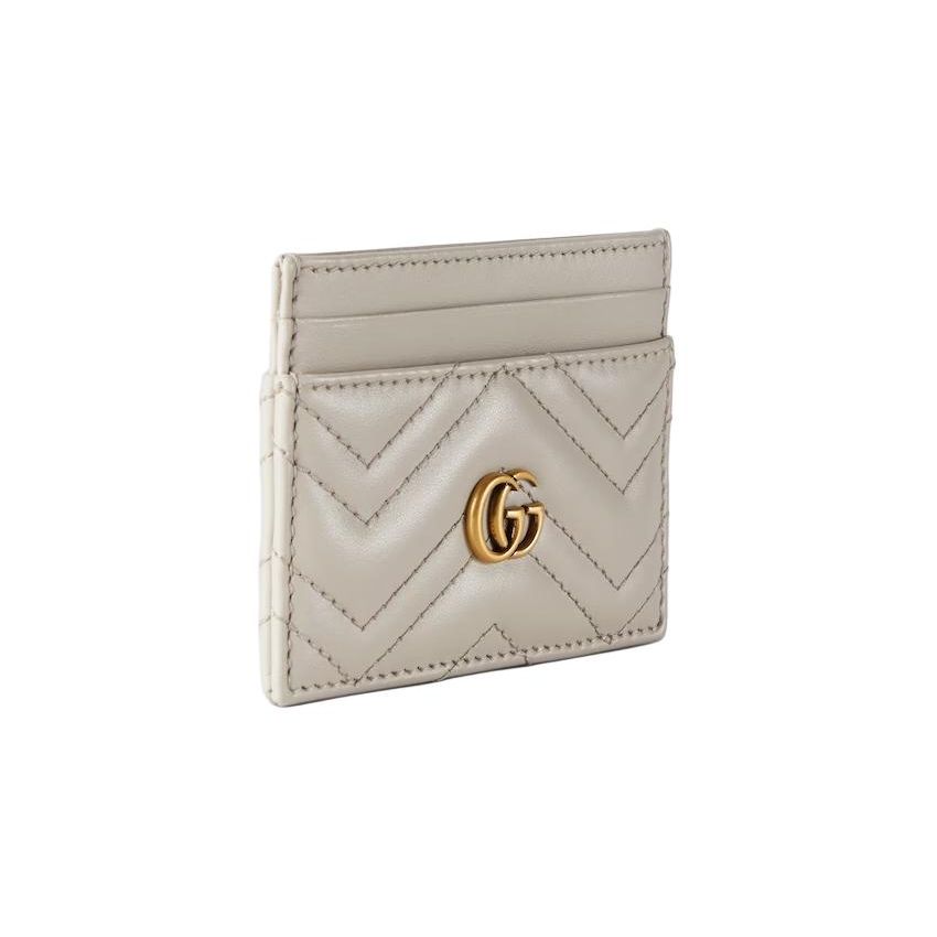 Gucci GG Marmont Gold Logo Leather Card Holder Women Accessories Light-Beige 443127-DTDHT-1712