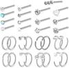 New Fashionable Nose Nail Set with Multiple Pieces of Nose Rings Suitable for Men and Women, Sparkling Zircon Puncture Jewelry