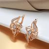 Luxury Boho  Rose Gold Earrings For Women Micro-Wax Inlay Natural Zircon Crystal Earrings Flower Bridal Wedding Jewelry