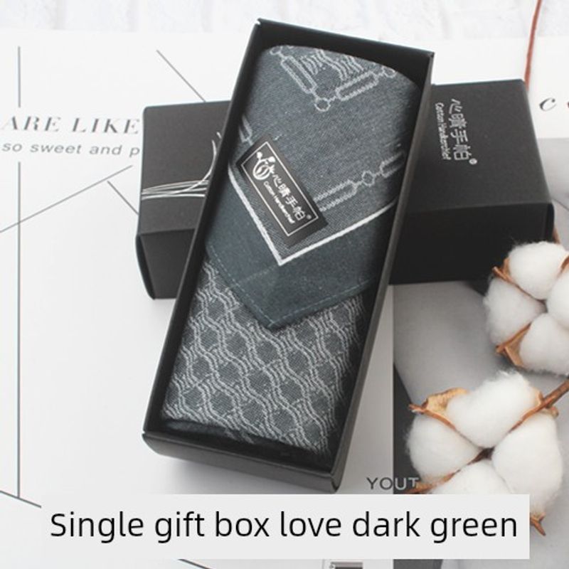 

Молодежный платок из чистого хлопка, впитывающий пот, специальный праздничный подарок Single gift box love dark green