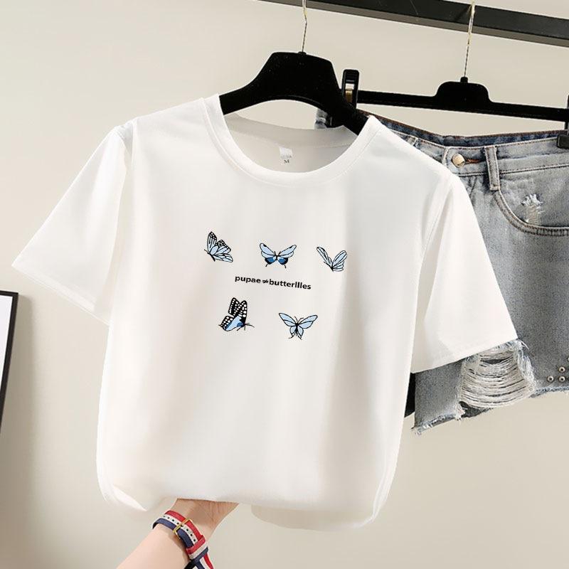 Summer 2025 New Short-sleeved T-shirt Women's Round-neck Printed Top