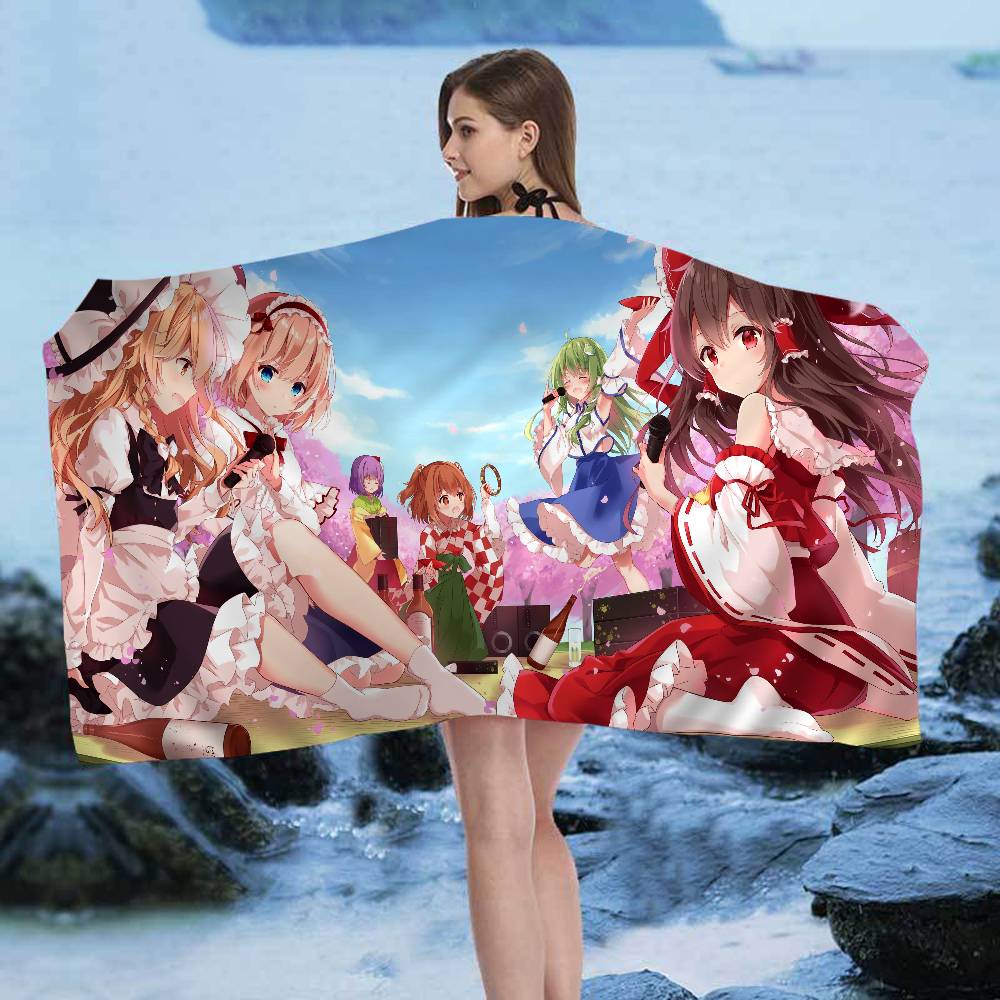 Classic T-Touhou P-Project Anime Beach Swimming Towel Soft Absorbent Washcloth Children's Gifts For Kids Travel Camping Gym