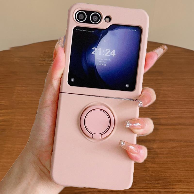 Candy Color Liquid Silicone Magnetic Phone Case For Samsung Galaxy Z Flip 7 5 4 3 ZFlip 6 Shockproof Ring Stand Soft Funda Cover