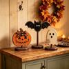 Autumn Atmosphere Interior Accents Halloween Wooden Tabletop Decor, Vintage Pumpkin Ghost Bat Figurines, Rustic Farmhouse Fall Party Indoor