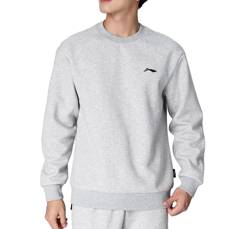 Li-Ning Thick Round Neck Cultural Shirt Loose Pullover Warm Fleece Sweatshirt Men Sweatshirt AWDVP89-2