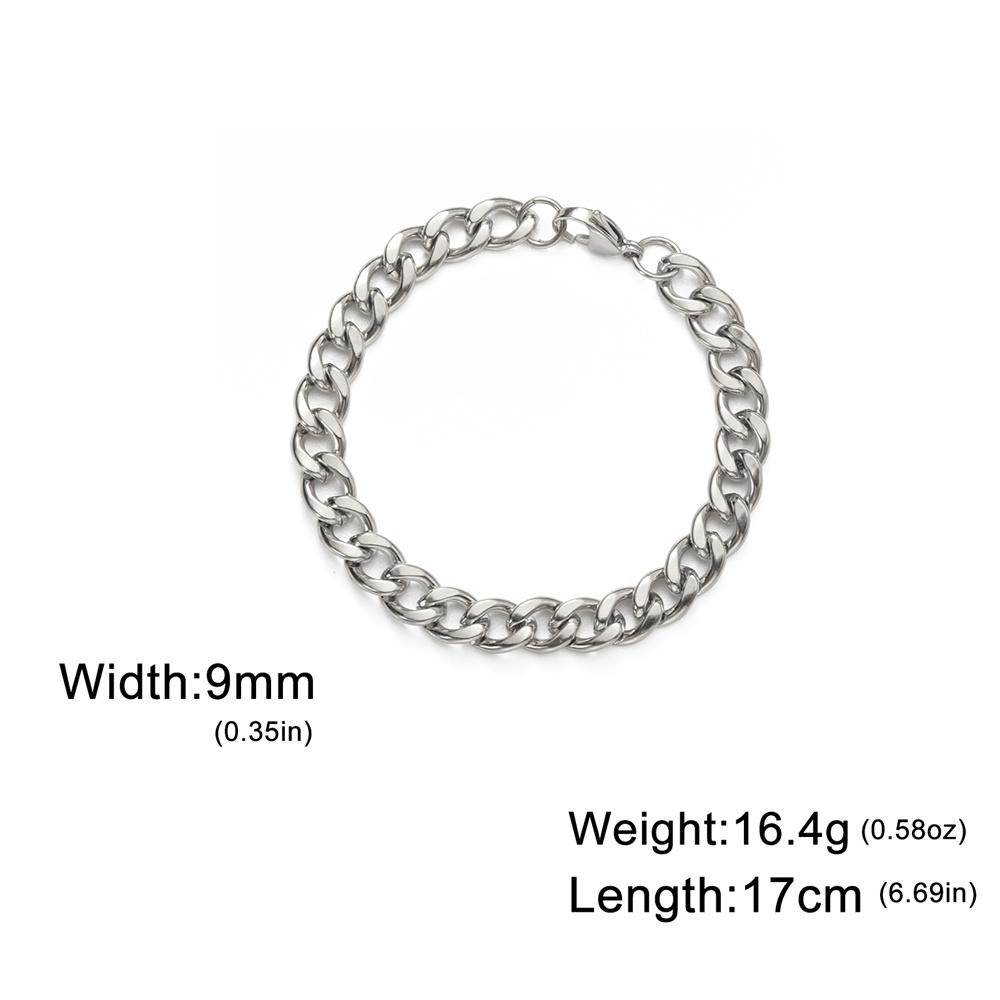 My Shape Fashion Cuban Chain Men Bracelet Stainless Steel 3/5/7/9mm Width Chain Bracelets Figaro Chain Boy Wrist Jewelry Couple