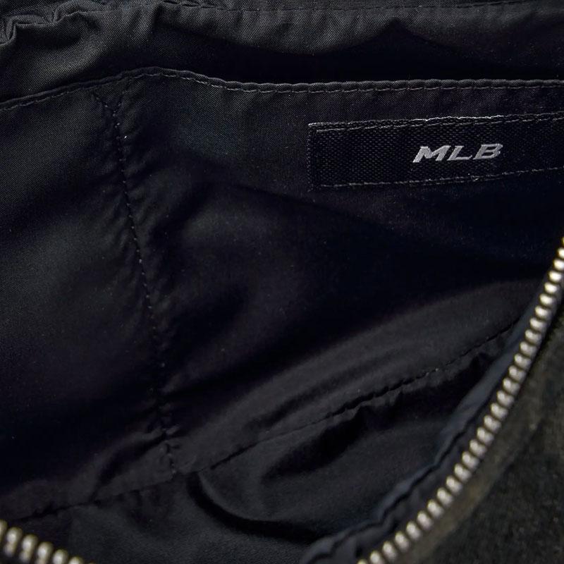 New MLB Denim Shoulder Bag Unisex Charcoal Gray/Hemp Sandy Brown 3ABQBV45N