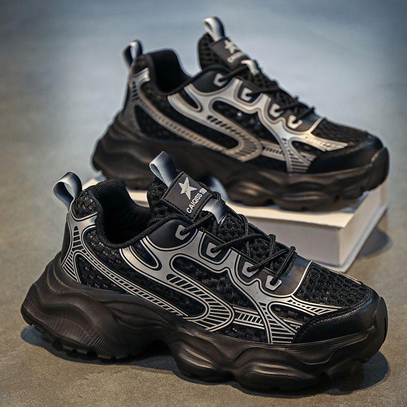 Fashion Yellow Male Sports Shoes Low-Top Mesh Upper Breathable Comfortable Athletic Light Walking On Sale Gym Jump Men's Casual Sneakers