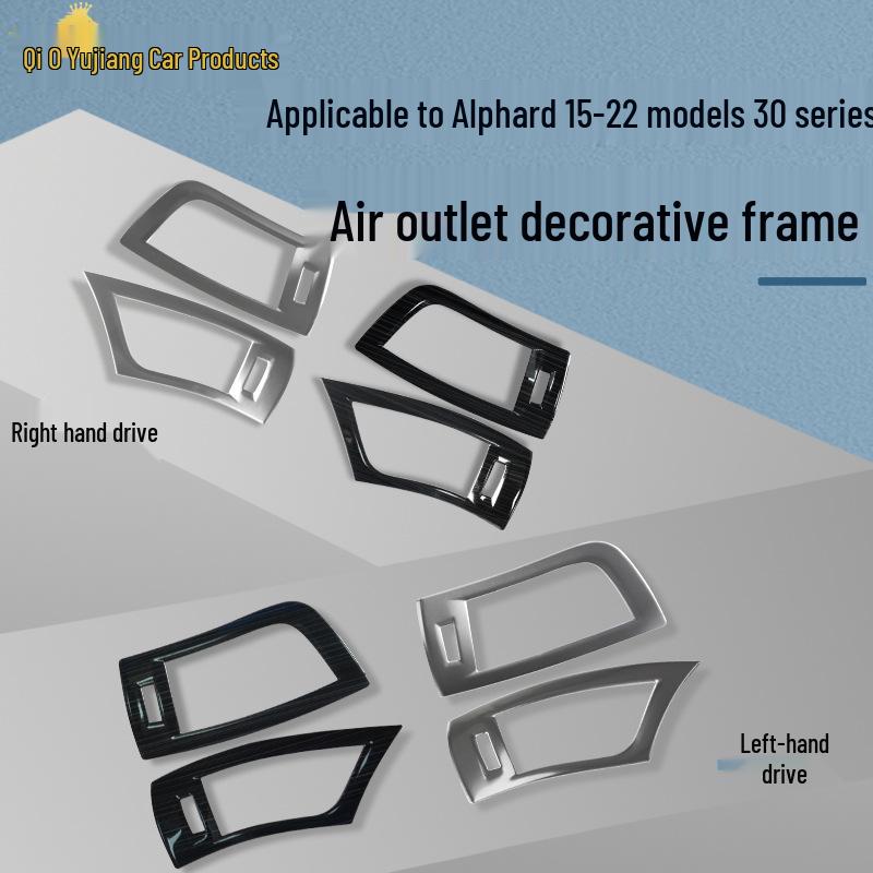 Stainless Steel Dashboard Air Outlet Frame for Toyota Alphard Vellfire 2015-2022, 30 Series