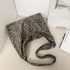 Leopard Print Canvas Shoulder Bag Women Crossbody Bag Large Capacity Tote Bag