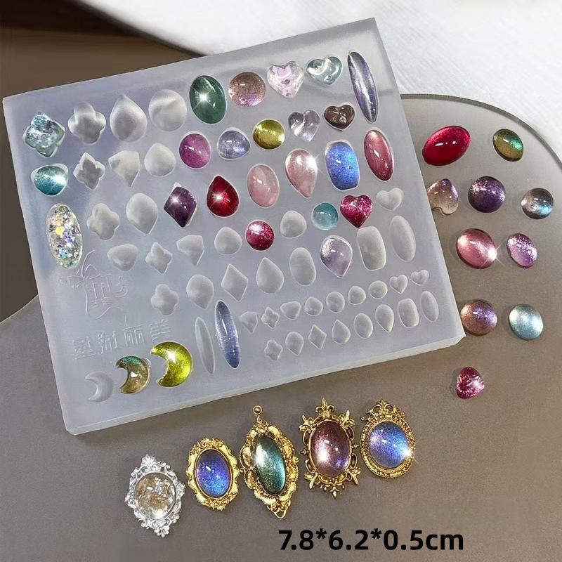 Gem Baroque Shell 3D Relief Nail Art Silicone Mold Transparent Picture Frame Design Manicure Templates for Creative Nail Design