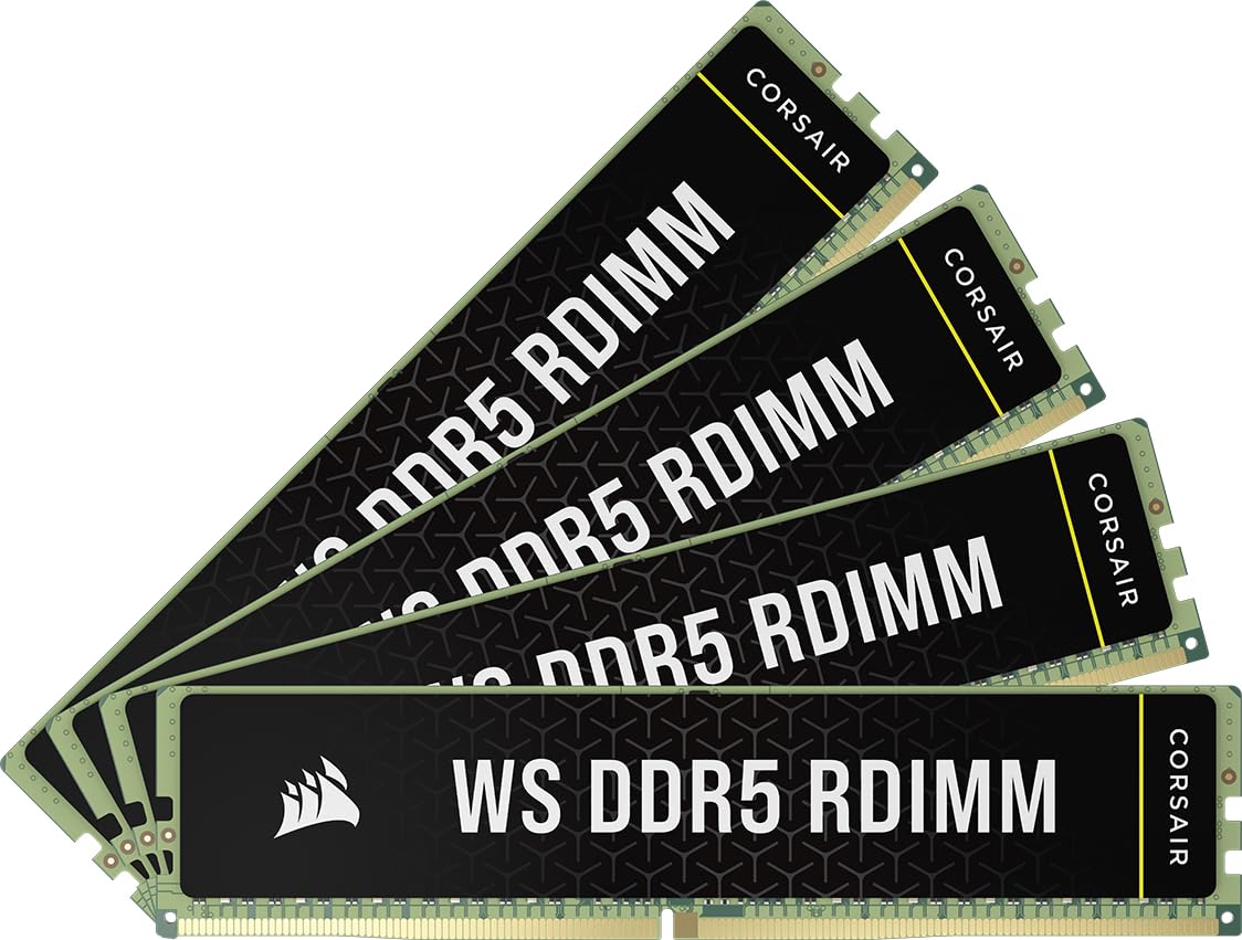 

CORSAIR WS DDR5 Registered DIMM 64GB x 4 XMP CMA64GX5M4B6400C32 [16GB pieces] DDR5-6400 CL32-40-40-104 1.35V чорний