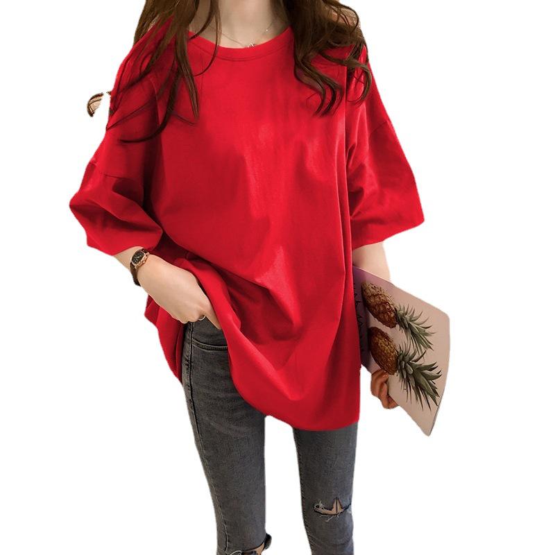 Women's Oversized Korean Style Loose Solid Color Short Sleeve T-Shirt