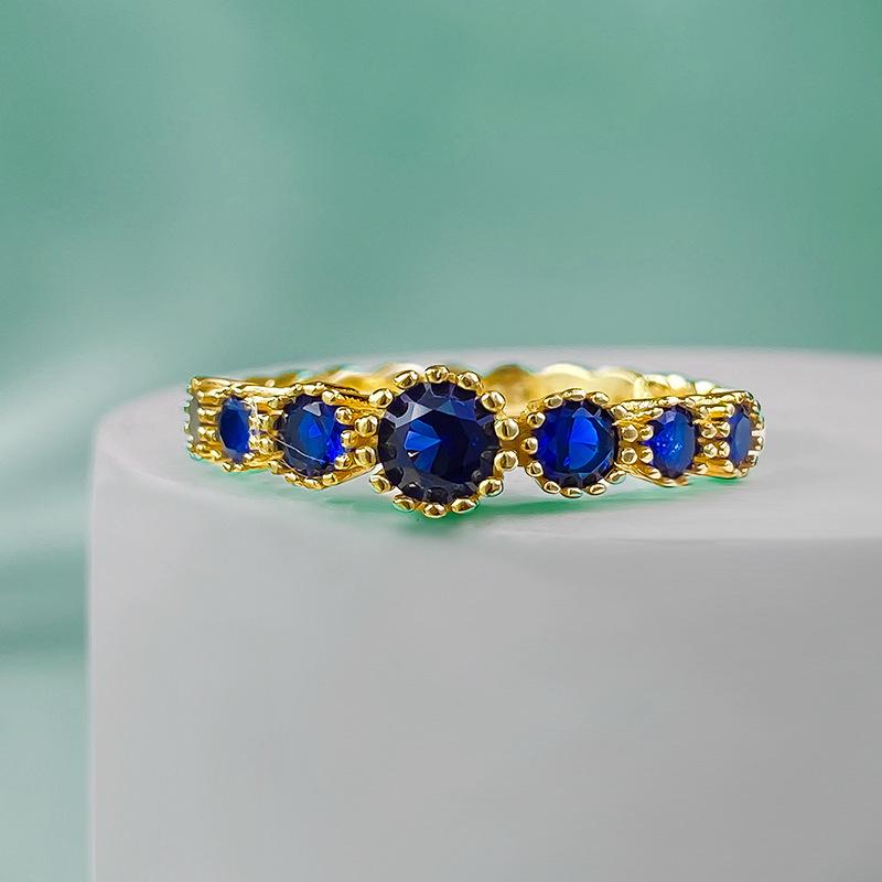 

Lulu Tong S925 Silver Ruby Sapphire Ring – Trendy Cold Fashion Style Size 5