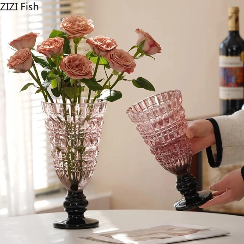 Kreatywny przezroczysty szklany wazon reliefowy doniczka do hydroponiki dekoracja stołu wazony na kwiaty estetyczny wystrój pokoju