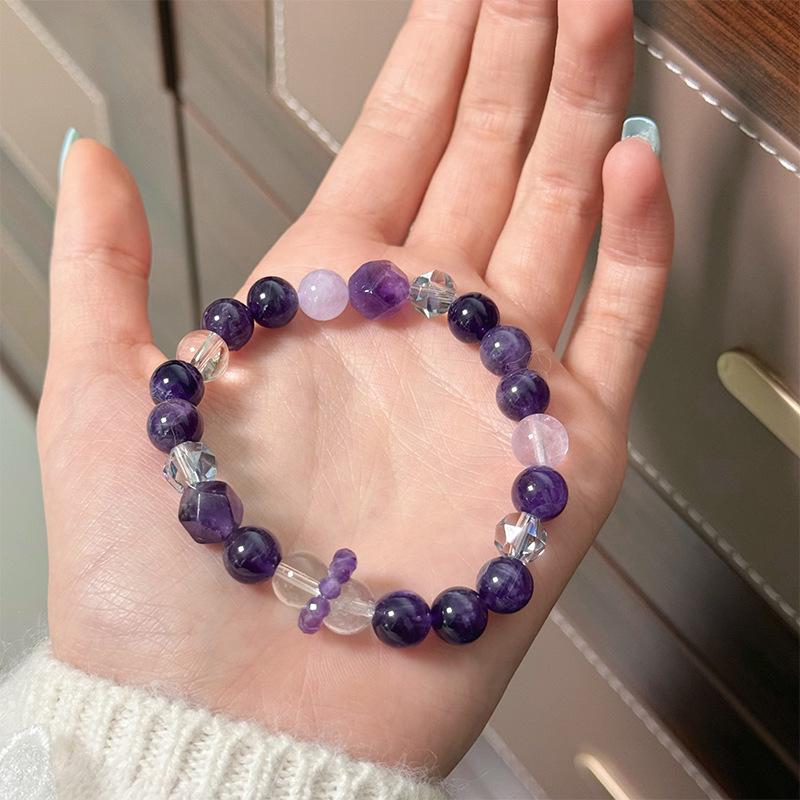 Retro Purple Amethyst Beaded Bracelet: Versatile Handcrafted Luxury Jewelry