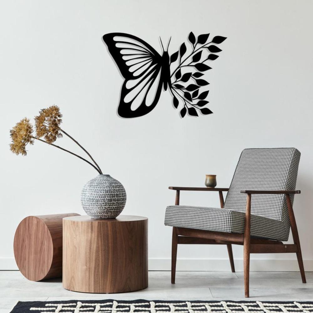 Wrought Iron Butterfly Leaves Wall Decor Nature Metal Art