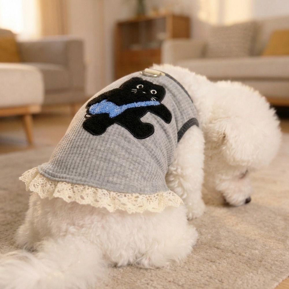 Breathable Pet Short Sleeve Cat Pattern Dog Undershirt Cute Dogs Pullover  Indoor/Outdoor