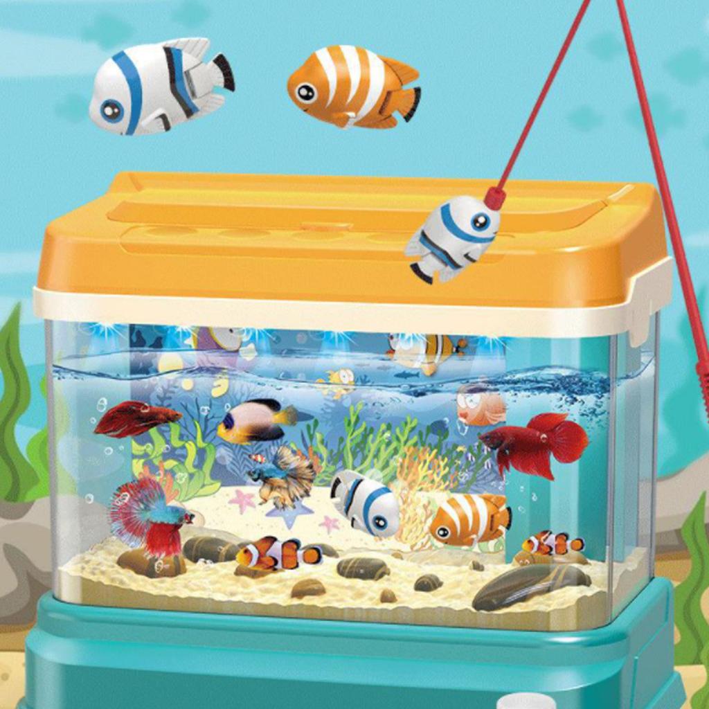 Mini Aquarium for Kids 3.7V 400mah USB Charging Artificial Mini Aquarium Magnetic Fishing Toys for Boys and Girls