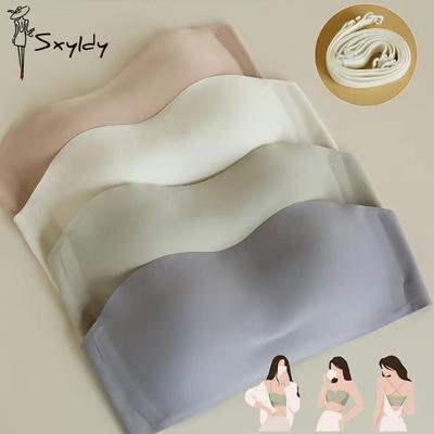 Nahtlose Sexy BHs Sommer Tops Damen Trägerloser BH Einfarbig Schwarz Weiß Weibliche Trägerlose Lingerie