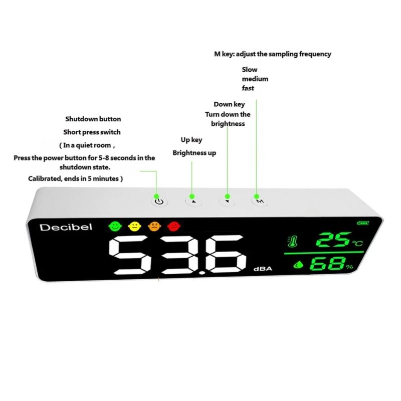 Wall Mounted Sound Level Meter With Temperature Humidity Sensors For Accurate Measurement In Indoor Decibel Meter