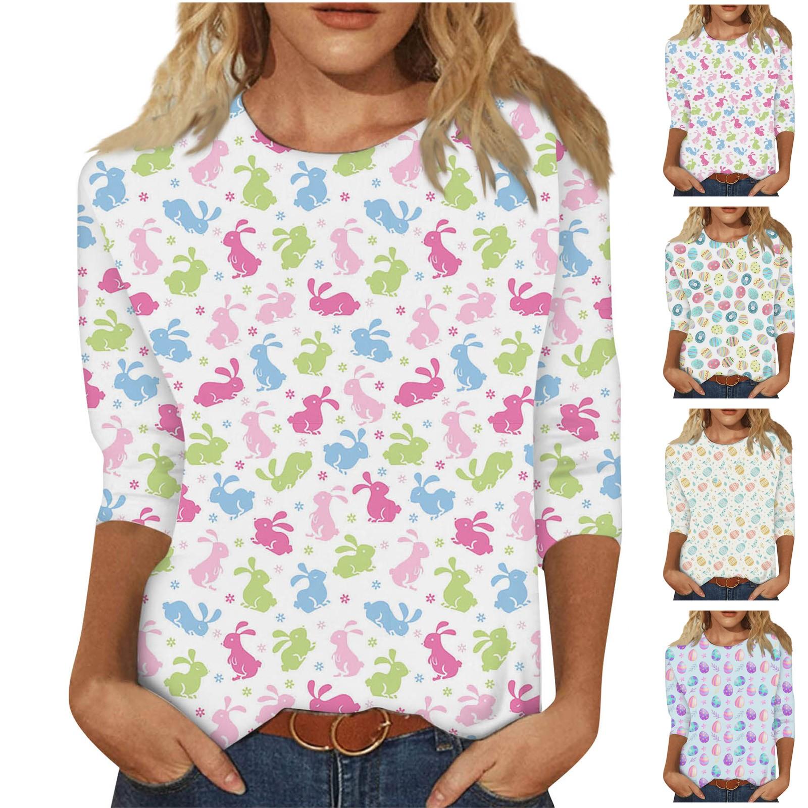 

Женская модная повседневная блузка с рукавами три четверти и круглым вырезом, пуловер