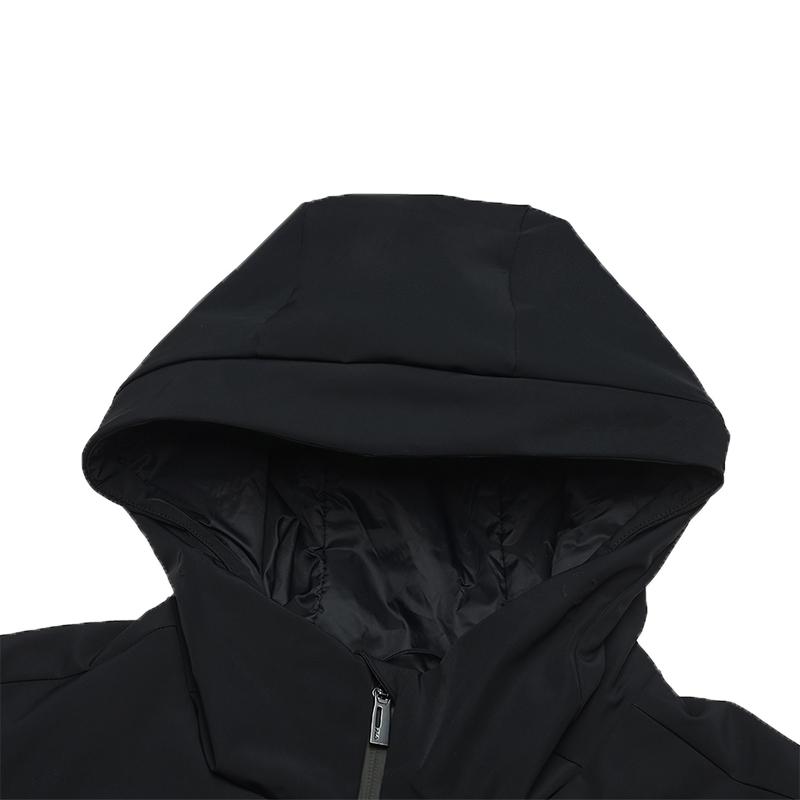 FILA Blue Casual Versatile Warm Hooded Cotton Jacket Men Jackets Black F11M512901F-BK