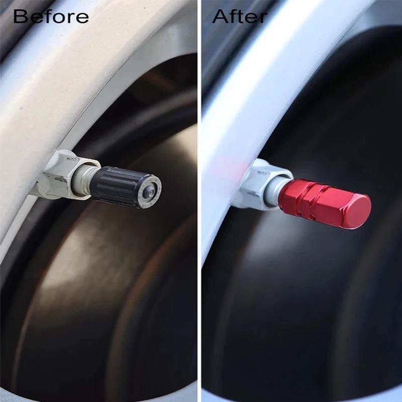 Universal Aluminum Valve Stem Caps 4Pcs Waterproof Dustproof Wheel Hub Covers for Car Motorcycle Truck Accessories Tire Chucks 1