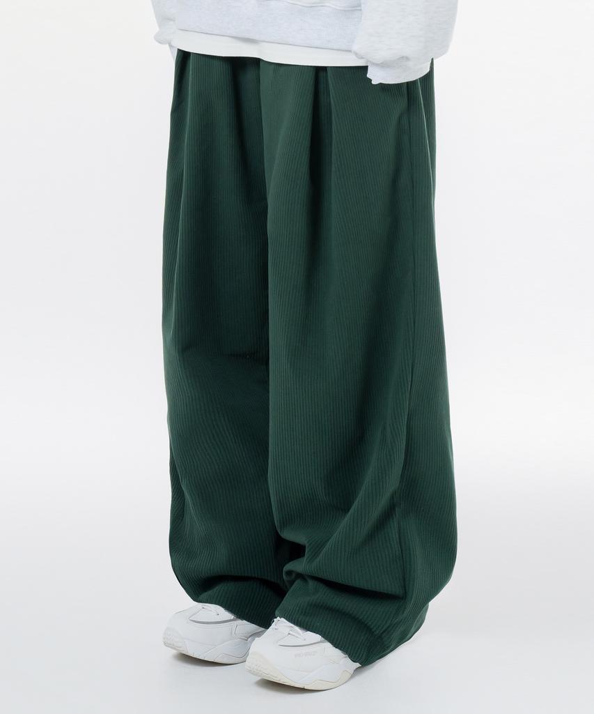MOZMOZ Colorful Corduroy String Wide Pants Green