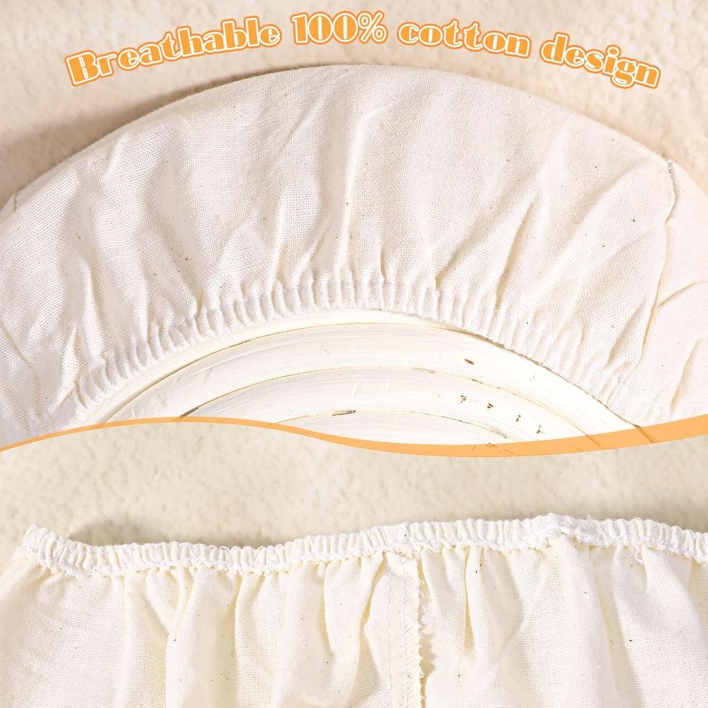3 Pack Cotton Bread Proofing Covers, 10.23" Sourdough Bowl Cover, Reble Banneton Liner Cloth for Sourdough Fermentation, Fits 8-11 Inch Bowls Jars