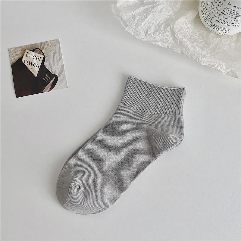 Socks Summer Thin Solid Color Short Tube Confinement Socks Tide Loose Boat Socks Crimped Wide Mouth Socks Cotton