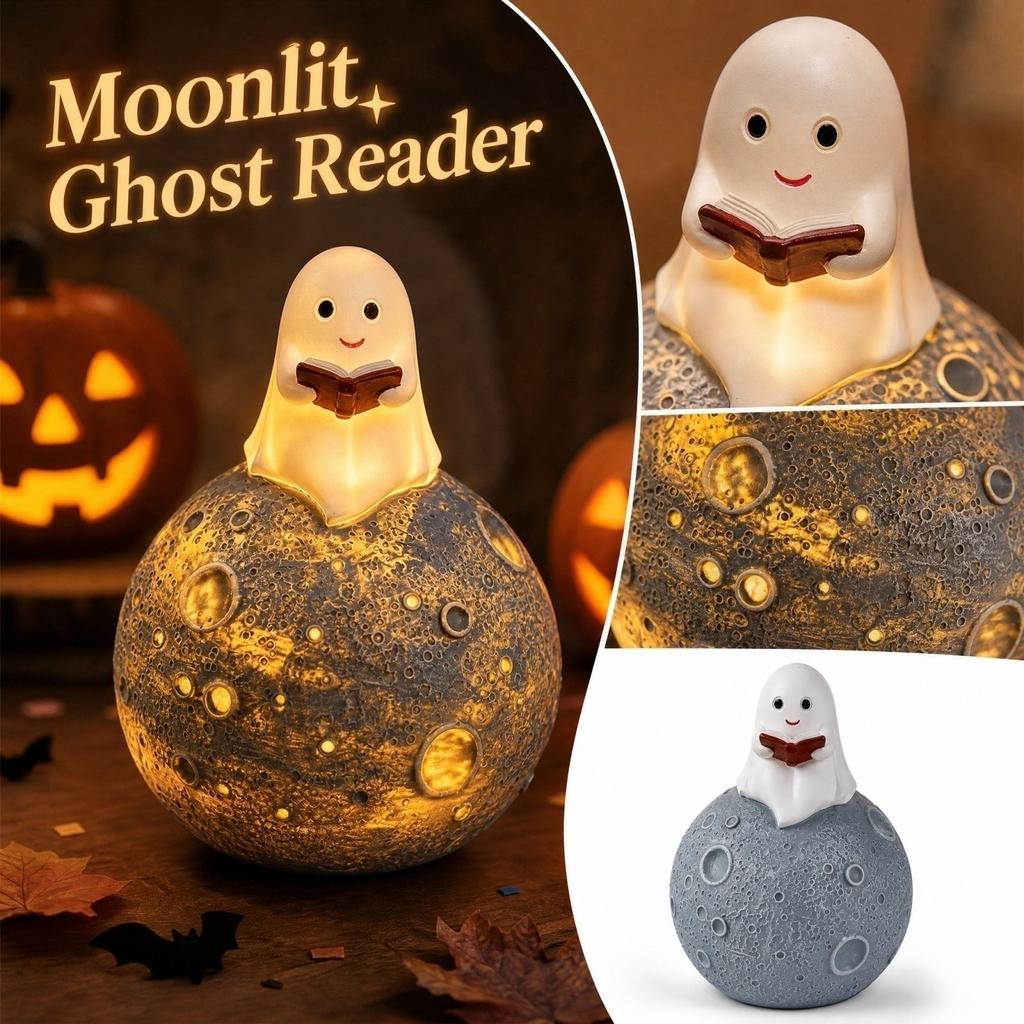 Moon Book Night Light - Decorative LED Book Shaped Night Light for Bedroom Bookshelf Home Decor