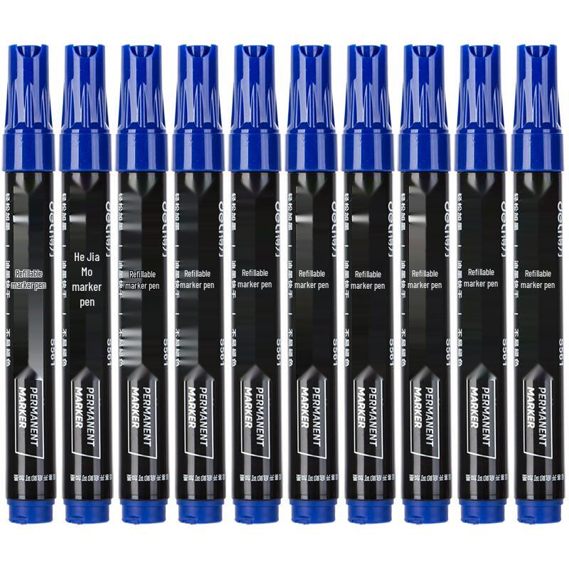 Deli S552 Blue Oil-Based Permanent Marker Pen, Round Tip